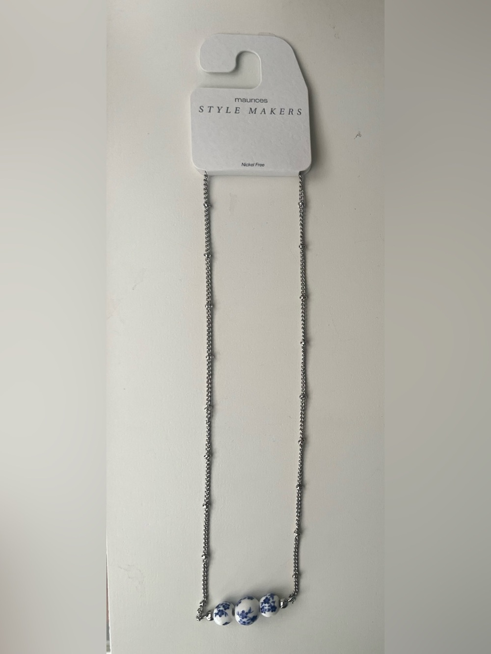 Maurice’s blue white toile necklace